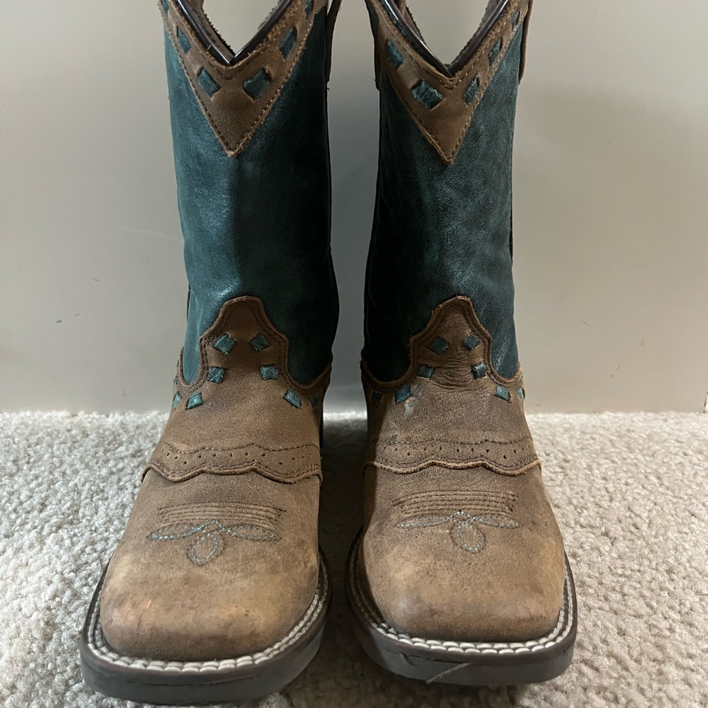 Brown and Teal Western Boots